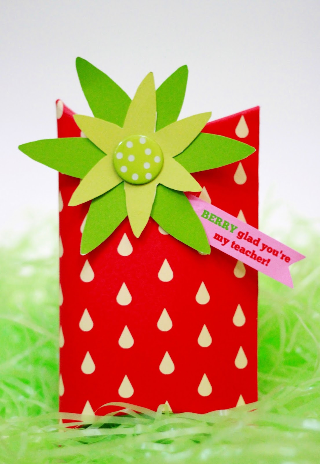 A finished strawberry candy box for teacher appreciation