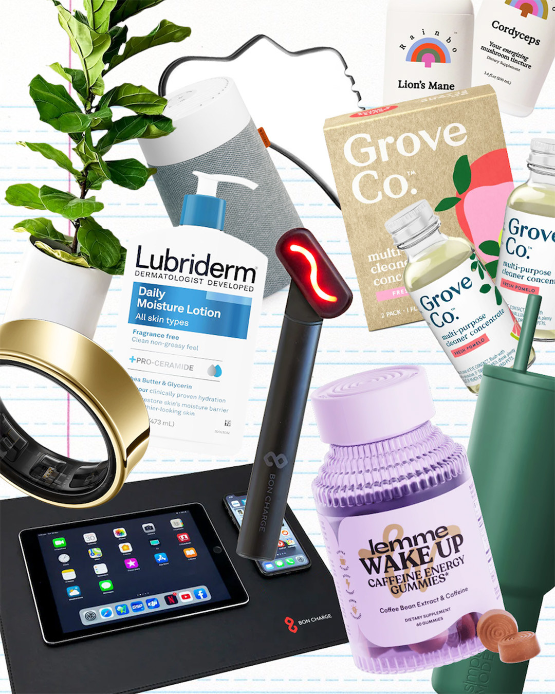 alt: A woman working on her laptop with a planner and a water bottle.
