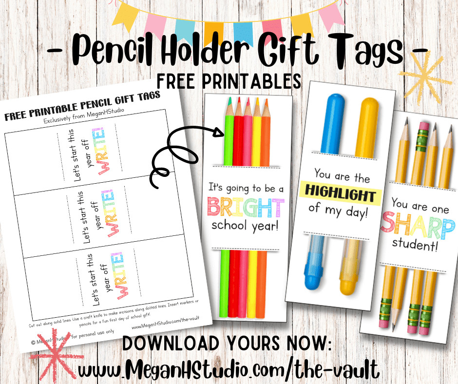 Back to school pencil gift tags