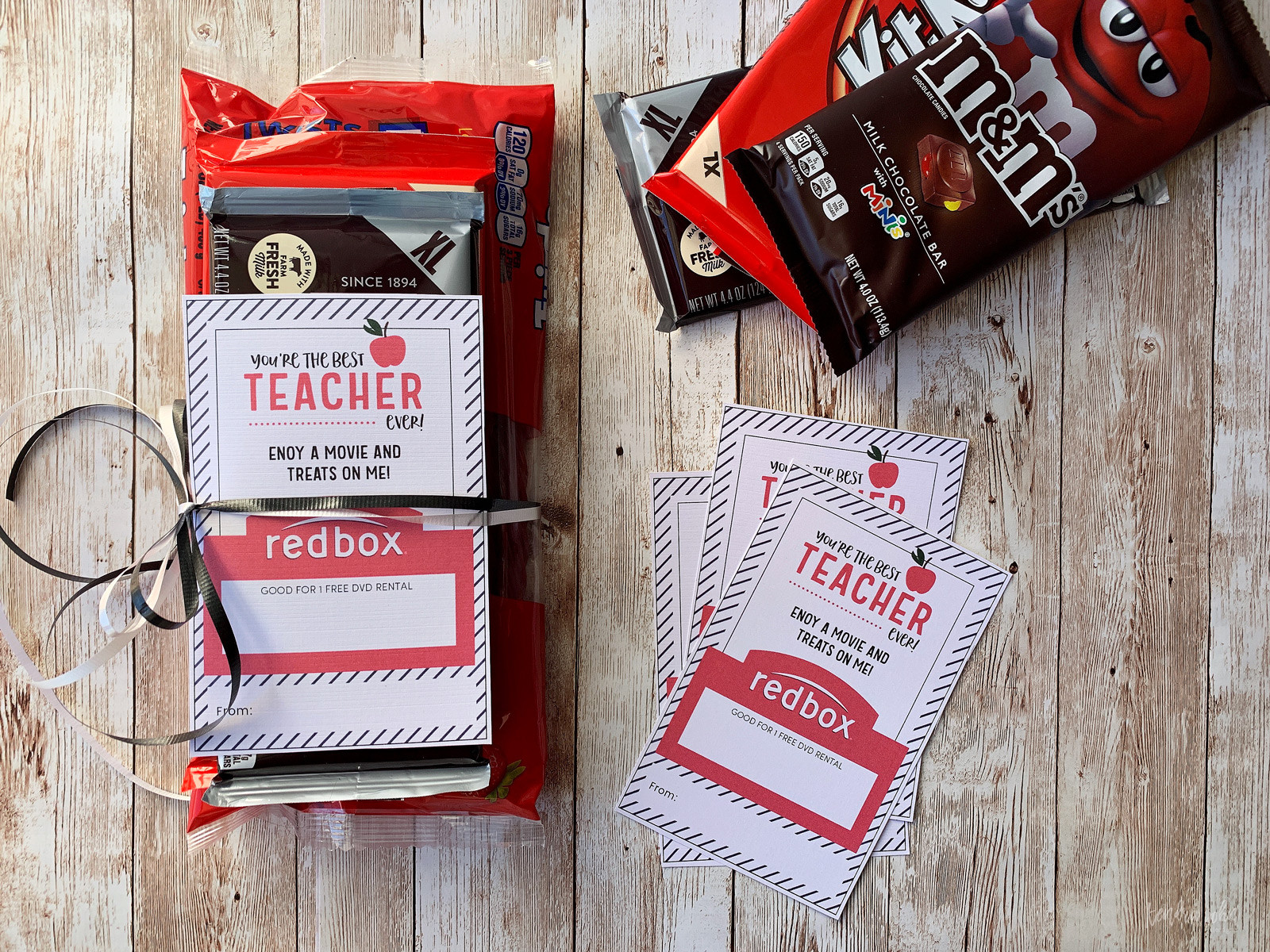 Gift for Teachers with Redbox Code and Treats