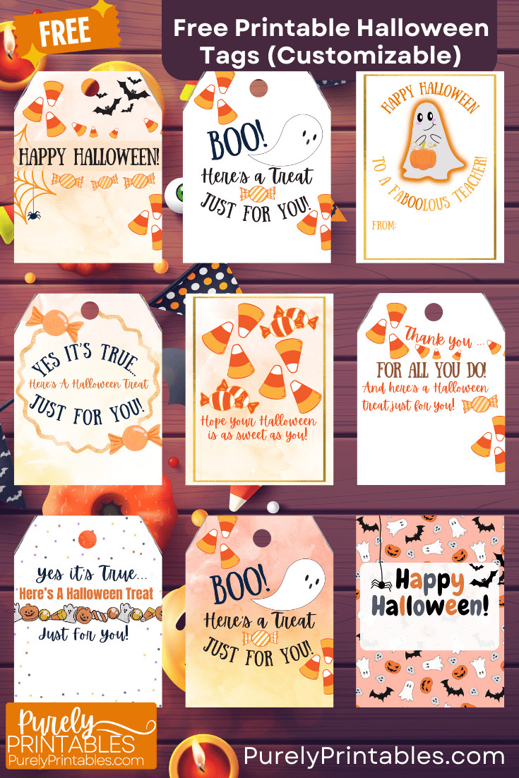 halloween teacher gift tags free printable, Free printable Halloween treat tags are the perfect way to dress up a Halloween treat for a teacher, friend, student, client, real estate pop by gift or more! We have 11 versions with cute Halloween sayings and more for you to instantly download or customize in Canva and download today!