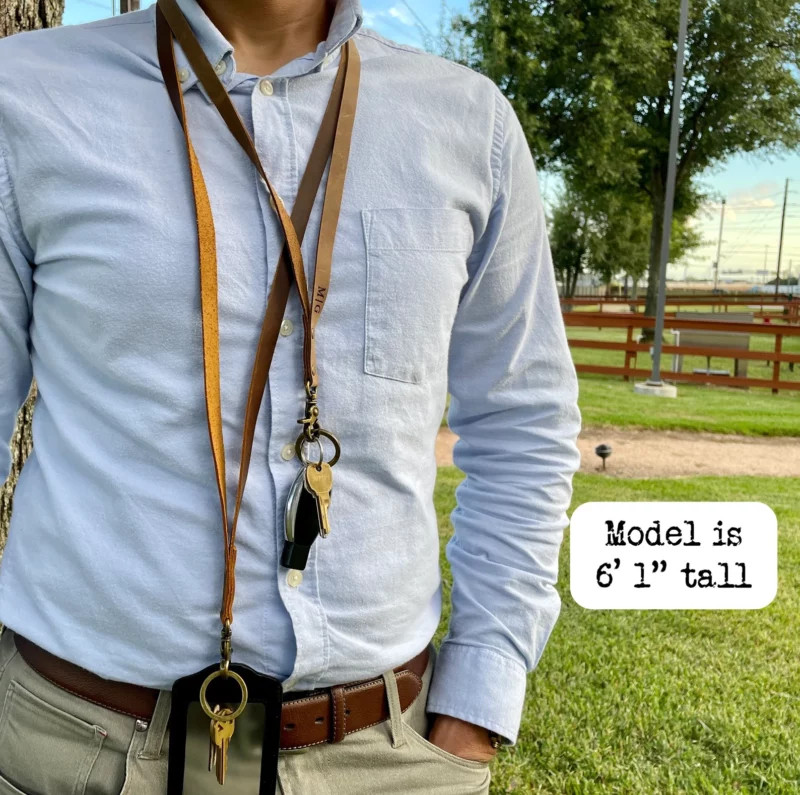 Personalized leather lanyard with a gift card holder, a practical gift for male teachers.