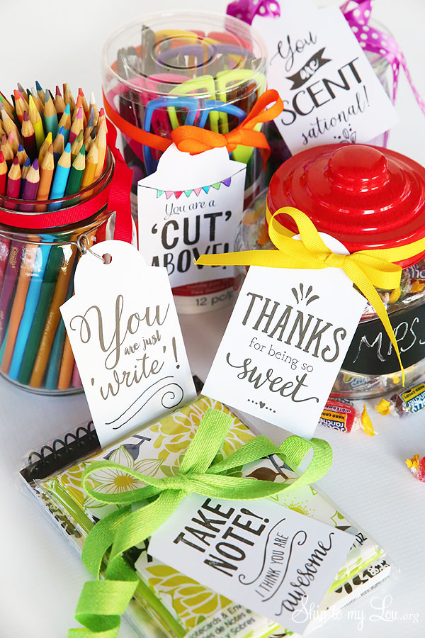 Printable teacher appreciation gift tags for school supplies