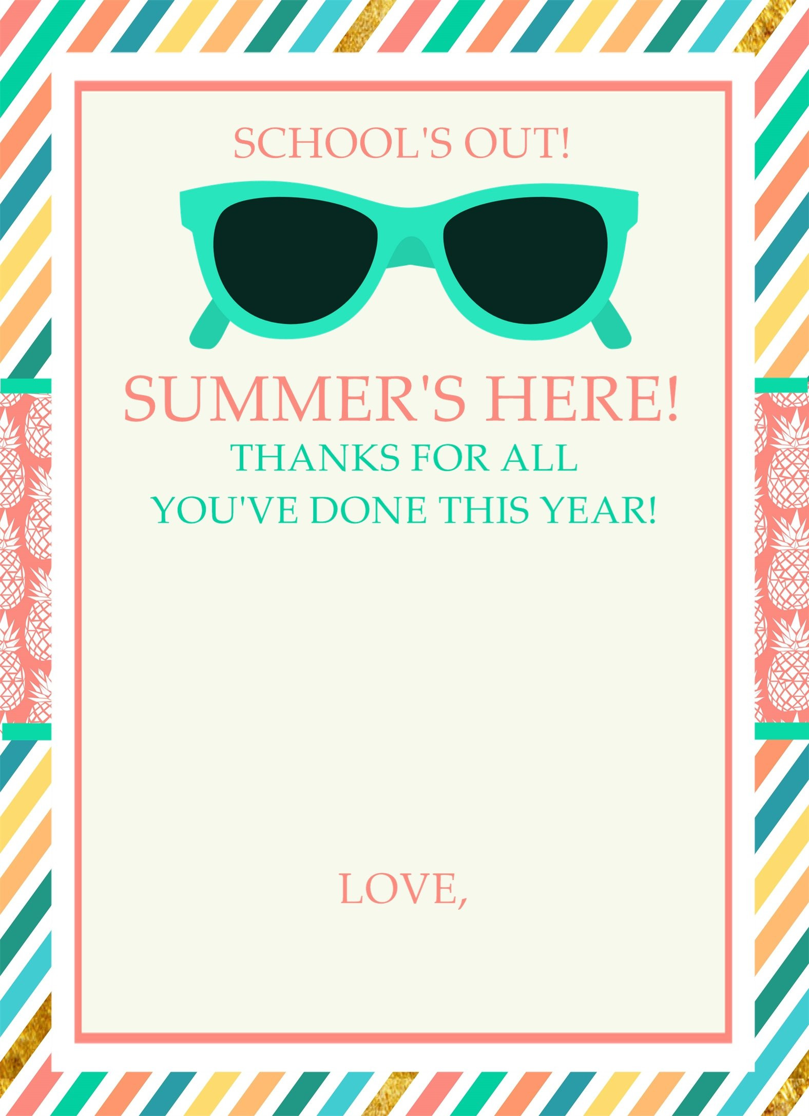 School's Out Gift Card Printable