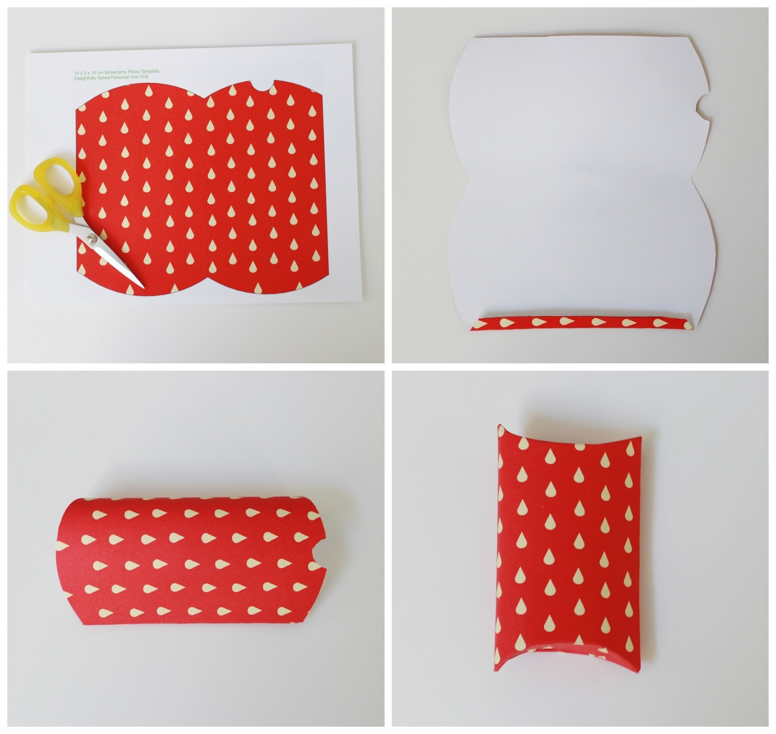 Steps to assemble a strawberry candy box