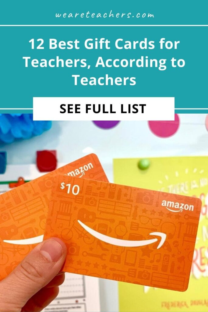 Teacher receiving a gift card from a student.