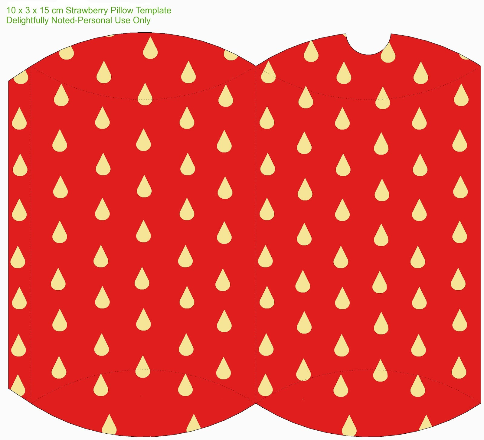 Template for a strawberry pillow box
